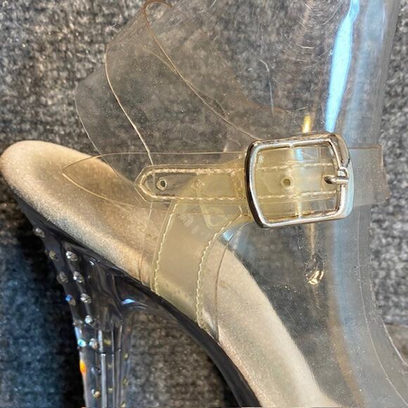 Pleaser Fabulicious Clear Womens 10 Platform Heels Body Building NPC Rhinestone - Picture 4 of 8